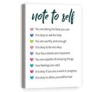 Note to Self Motivational Quote on Canvas - Uplifting Wall Art for Home Office, Bedroom, or as a Gift - Inspirational Decor for Mindfulness & Encouragement(Unframed,12x18inch(30x45cm))