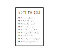 Note To Self Positive Affirmation Print Psychology Wall Art for Childrens Nursery Classroom Therapist Office Gift Decor(Unframed,12x18inch(30x45cm))