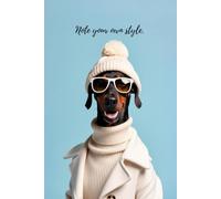 Note your own style: Cute dog journal notebook winter - Light Blue Paperback - 6x9 inch 120 grid pages