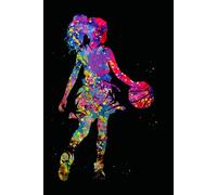 Notebook 6"x9" and 120 Lined Paper: A girl with her hair tied up plays basketball