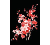Notebook 6"x9" and 120 Lined Paper: Deep Pink Cherry Blossoms