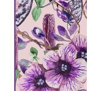 Notebook: A notebook with a purple flowers and green leaves