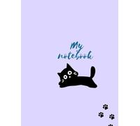Notebook: A stylish notebook in a soft lavender color featuring a cute black cat illustration. Perfect for jotting down notes, ideas, and daily plans with a touch of elegance.