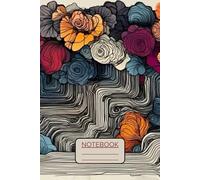 Notebook: Abstract Lines with moody illistrative florals / Orange, blue, red / 150 lined pages / 6x9 inch / home, work, school