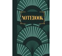 Notebook: Art deco design turquoise green and gold blank lined journal 120 pages 6x9 A5