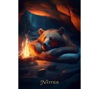 Notebook bear in cave motif: A5, 100 lined white pages, paperback