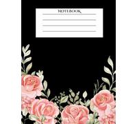 Notebook: Black Cover Pink Roses Design, 80 pages B5, colored lined interior, notebook for journaling and schoolwork