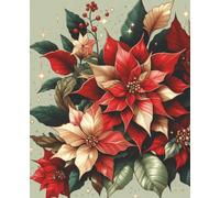 Notebook: Blank Wide Ruled Lined Pages with Christmas Red Poinsettias on Cover | 120 Pages | Size 7.5 x 9.25