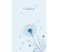 Notebook: Blue Dandelion Line Art in the Breeze Cover Design | Wide Ruled | 6" x 9" | 120 Pages | Great for Everyday Notes & Thoughtful Gifts