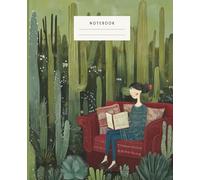 Notebook Cactus Serenade A Quiet Escape: Dive into the serene ambiance of a tranquil desert garden, where a woman finds solace in her book amidst towering cacti.