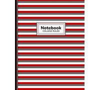 Notebook - College Ruled - Scarlet, Gray & White Stripes: College Ruled Notebook for School, Study, and Everyday Writing - 8.5 × 11 - 120 Pages - Team Spirit Notebook