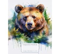 Notebook composition: watercolor bear picture: Governed by college: 110 pages | Large size 7.5 x 9.25 | Beautiful and cute for women. adults and children