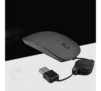 Notebook Computer Telescopic Wired Mouse Mute USB Optical Mouse Office Games (Black)