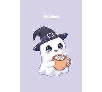 Notebook: Cute Ghost with Hot Cocoa Composition Book | Wide Ruled Lined Journal for Girls, Kids & Teens | Pastel Purple Aesthetic Diary for School & Taking Notes (100 Pages)