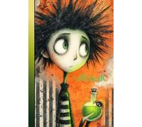 Notebook: Cute Halloween Boy with Spikey Black Hair Holding a Potion Bottle, Blank Lined Notebook/Journal