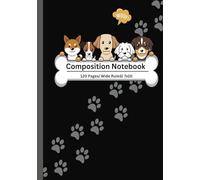Notebook: Cute Puppys with Paw Prints / Wide Ruled Notebook/ Composition Notebook wide ruled, 7x10, 120 Pages, For kids, teens, and adults