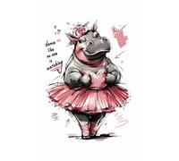NOTEBOOK: Dance Like No One is Watching Cute Ballet Hippo - Hand-Drawn Art - 6x9 Inches, 200 Pages: dancing ballet hippo