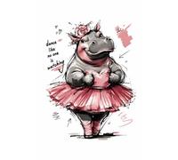 NOTEBOOK: Dance Like No One is Watching Cute Ballet Hippo - Hand-Drawn Art - 6x9 Inches, 200 Pages: dancing ballet hippo