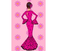 Notebook: Flamenca María rosa con flores 15cm x 23 cm (6"x9")