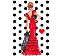Notebook: Flamenco Notebook - Flamenca Manuela in Red Dress - White Background with Black Polka Dots - 6 x 9 in (15.24 x 22.86 cm) - 120 Lined Pages - Glossy Cover