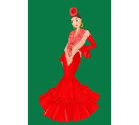 Notebook: “Imposible es detener a quien nunca se rinde” - Flamenca Lucía con fondo verde - 6 x 9 in (15,24 x 22,86 cm) - 120 páginas rayadas - Tapa brillante