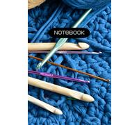 Notebook/ Journal | Blue Jersey Yarn Crocheted Project with Needles and Skein of Yarn | 6"x9" | 120 Lined pages