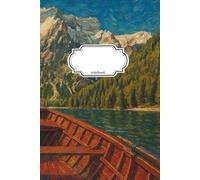 Notebook Journal Boat With Mountain: 110 Pages, College Ruled, Lined, 6x9in/15.24x22.86cm