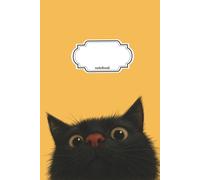 Notebook Journal Cute Black Cat on Yellow: 110 Pages, College Ruled, Lined, 6x9in/15.24x22.86cm