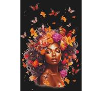 Notebook Journal with Elegant Woman, Crowned with Flowers, Butterflies and Grace