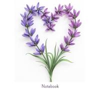 Notebook: Lavender Heart Flower #3 Journal for capturing your thoughts. |140 pages 8.25" H x 6.50" W. Back cover is white with a small lavender plant ... lavender plant on the bottom right corner.