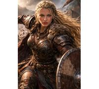 Notebook lined A4 with vintage border, XL 200 pages, viking woman, grimoire, journal, sketchbook, diary, dream diary, softcover, ravennahdesigns