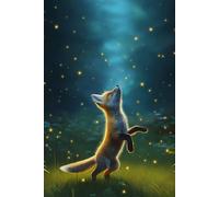 Notebook: Lined Journal - Fox Cub with Fireflies Artwork Design - 192 Pages, 25 Lines per page - 6 x 9 inches