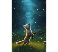 Notebook: Lined Journal - Fox Cub with Fireflies Artwork Design - 192 Pages, 25 Lines per page - 6 x 9 inches