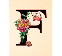 NOTEBOOK: Monogram Initial Letter F - Lavish Floral Bouquet and a Graceful Butterfly on a Creamy Ivory Speckled cover. Personalized Monogram Notebook ... work and school. Letter F Initial Notebook