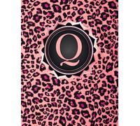 NOTEBOOK: Monogram Initial Letter Q - Pink Leopard Print and Dazzling Rose Gold Frame. Elegant, Feminine & Pretty. Personalized Notebook for women, ... for women, girls. Pink Cheetah Notebook