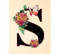NOTEBOOK: Monogram Initial Letter S - Lavish Floral Bouquet and a Graceful Butterfly on a Creamy Ivory Speckled cover. Personalized Monogram Notebook ... work and school. Letter S Initial Notebook