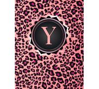 NOTEBOOK: Monogram Initial Letter Y - Pink Leopard Print and Dazzling Rose Gold Frame. Elegant, Feminine & Pretty. Personalized Notebook for women, ... for women, girls. Pink Cheetah Notebook