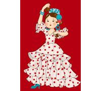 Notebook: Pequeña, sí, pero con el alma llena de volantes y sueños - Flamenca Lolita in White Dress with Red Polka Dots - 6 x 9 in (15.24 x 22.86 cm) - 120 Lined Pages - Glossy Cover