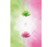 Notebook pink green flowers sacred geometry cover: 120 lined pages. Seed of Life design on cover.