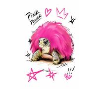 NOTEBOOK: Pink Power Fluffy Turtle with Punk Fur Shell - Bold Hand-Drawn Art - 6x9 Inches, 200 Pages: pink power turtle
