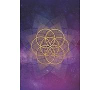 Notebook purple and blue Universe Galaxy sacred geometry design cover: 120 blank pages with sparkle design on the corners of each page. Seed of Life design on cover.