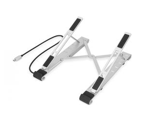 Notebook Riser with 5 Port USB 3.0 Hub PD Charging, silver