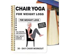 Notebook Spiral - Guía de entrenamiento de yoga de silla de 30 días ejercicios ilustrados para principiantes, adultos con planificador de fitness de 15 minutos, rastreador de bienestar para el hogar,