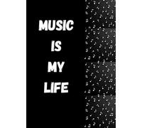 Notebook squared grid 50-sheet, 100 pages, squared paper, format A5, glossy cover, music is my life, for gift, music fan
