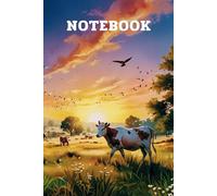 notebook: The cover is a picture of a meadow and a field of colorful flowers.