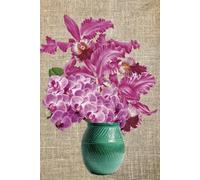 notebook: The cover is in the shape of an orchid in a vase.