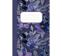 Notebook: Watercolor Purple Floral Elegant Blooms On A Sophisticated Navy Background