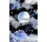 Notebook with a full moon pattern, stars shining brightly in the sky, 6×9 inches, 120 pages lined