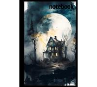 notebook with an original dark design, watercolor drawing of the moon: 120 sheets lined, 6:9 inches