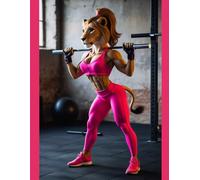 Notebook with Cover of Lioness Working Out in Pink Clothes: Bold and creative design - perfect for school notes and everyday studies